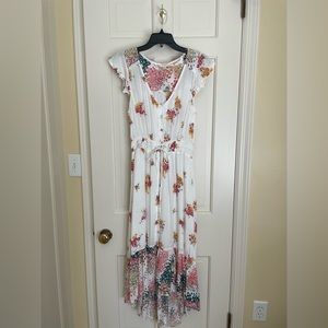 Lucky brand, floral, high-low (midi front, maxi back) lengths dress